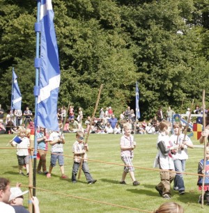 Children marching as knights